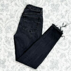 Free People We The Free Jeans Women's 28 Gray Charcoal Skinny‎ Dark Button Fly